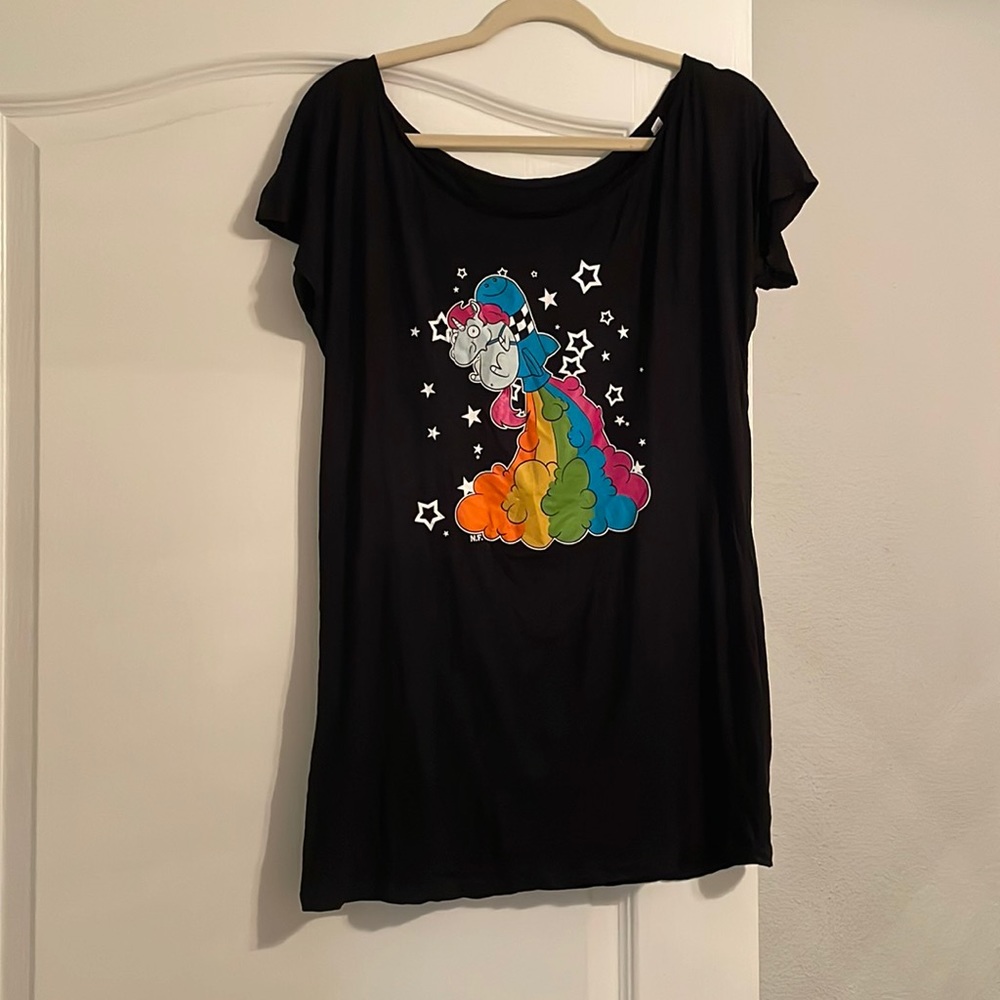 Black unicorn rainbow tshirt